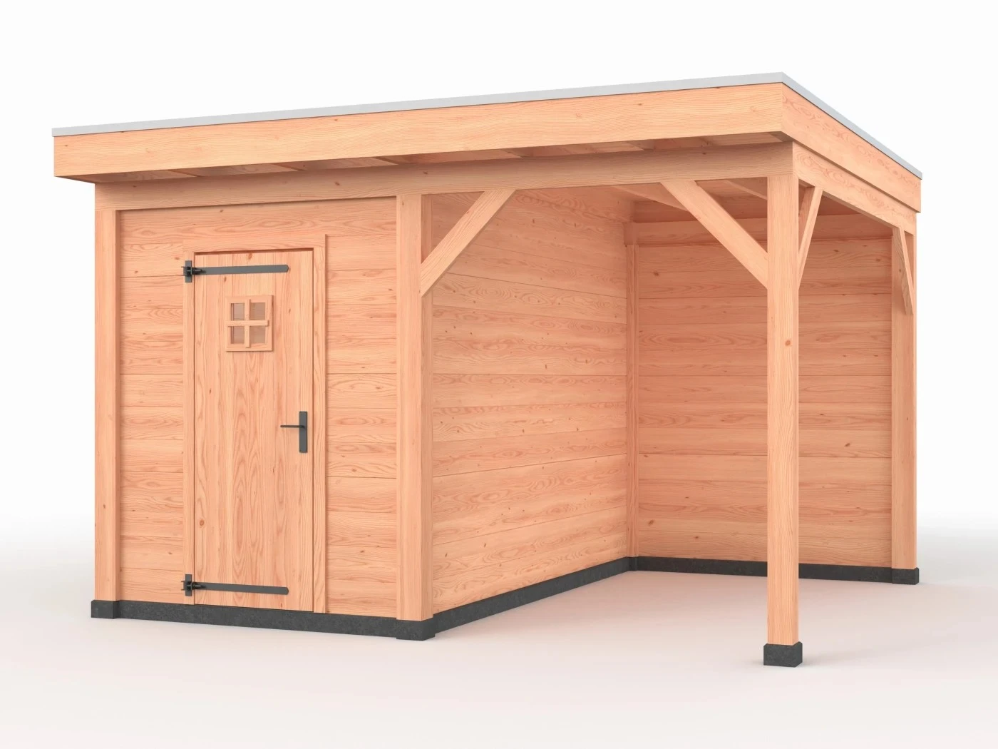 Douglas overkapping, 400 x 350, met schuur en achterwand, Westwood Comfort - Afbeelding 1